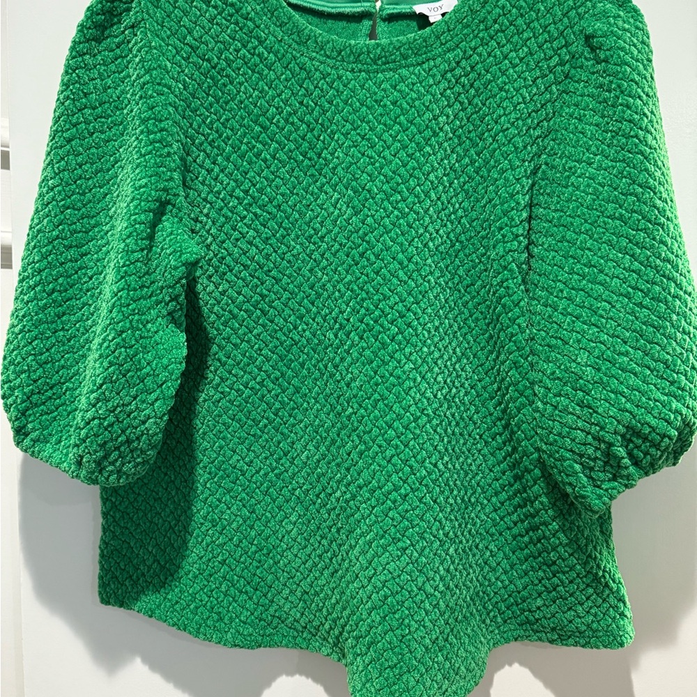 VOY Green Textured Knit Sweater
